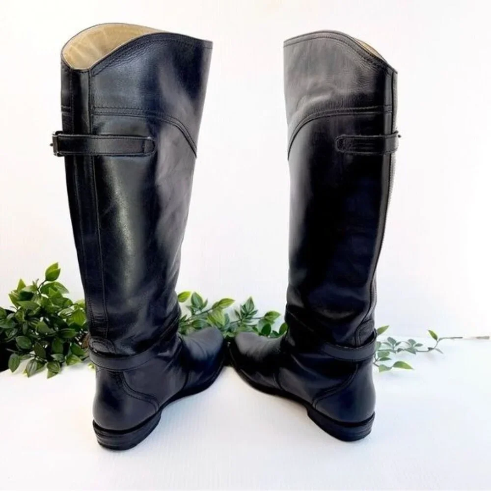 Frye Dorado leather riding boots black color size 6